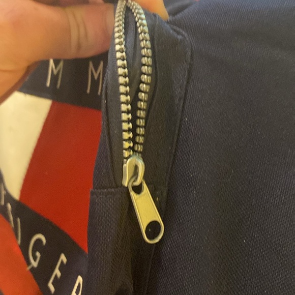 Vtg 90s Tommy Hilfiger Flag Logo Cinch Backpack, Canvas Tote, School Bag - Picture 10 of 16